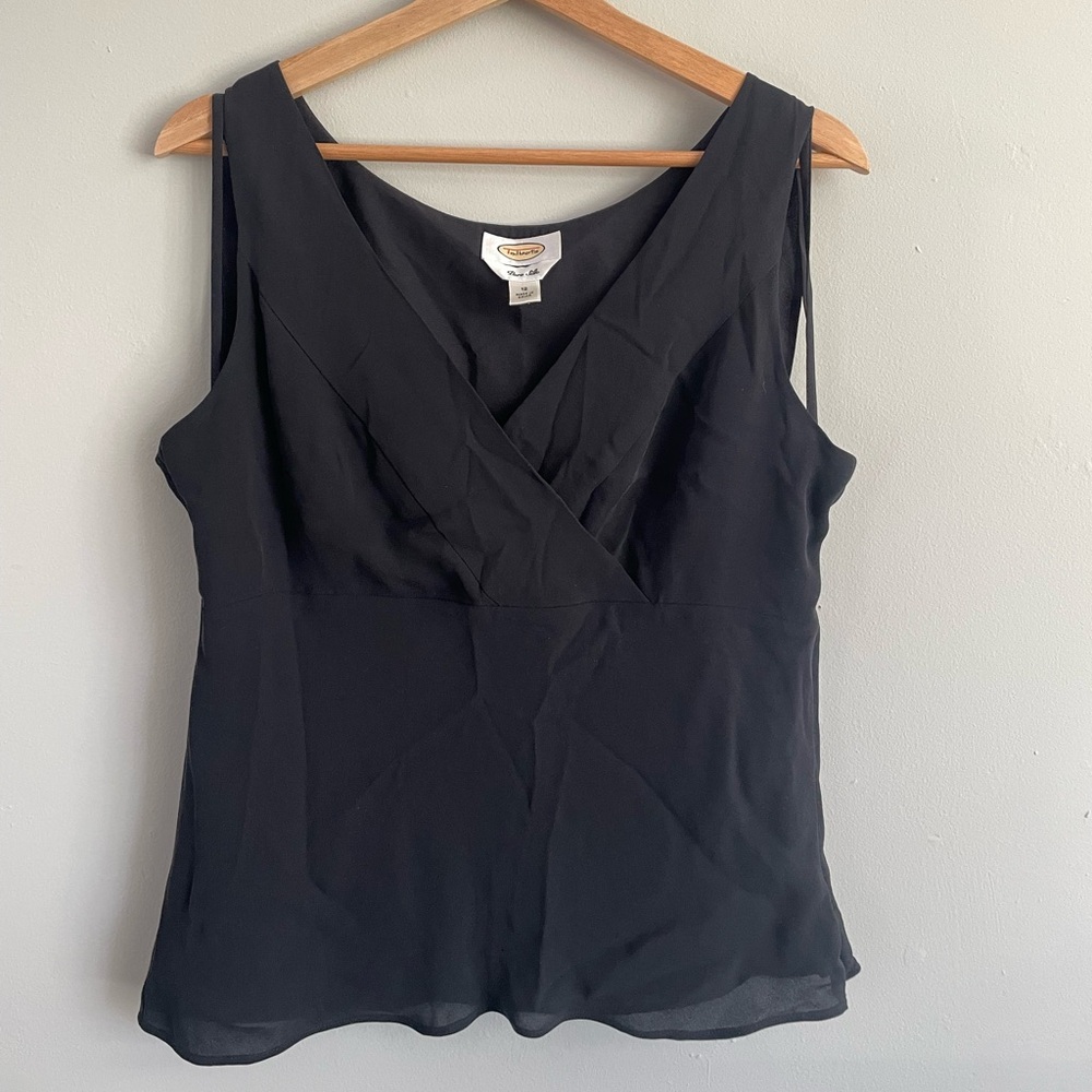 Talbots 100% Silk Black V-Neck Blouse